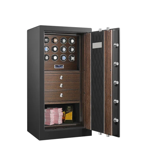 Luxury Wooden Automatic Watch Box Safe Mechanical Watch Winder Watch Strongbox Anti Theft Jewelry Cash Storage Cabinet - Image 3