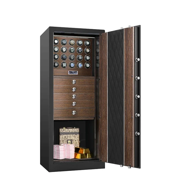 Luxury Wooden Automatic Watch Box Safe Mechanical Watch Winder Watch Strongbox Anti Theft Jewelry Cash Storage Cabinet - Image 4