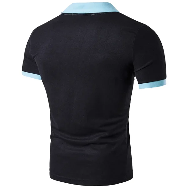 Men's Slim Fit Color-blocking Lapel Short-sleeved T-shirt Male Dad Wear Polo Shirt Summer - Image 2