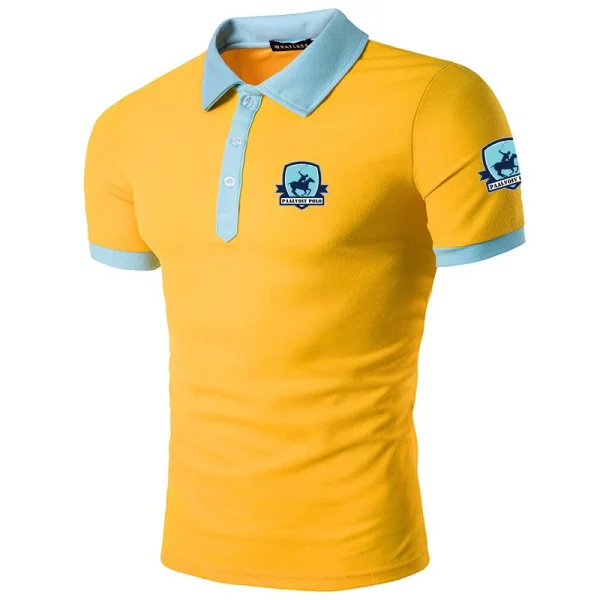 Men's Slim Fit Color-blocking Lapel Short-sleeved T-shirt Male Dad Wear Polo Shirt Summer - Image 4