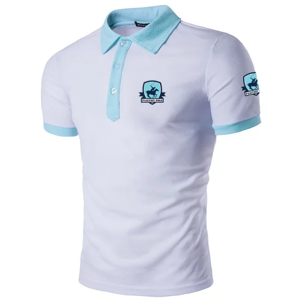 Men's Slim Fit Color-blocking Lapel Short-sleeved T-shirt Male Dad Wear Polo Shirt Summer - Image 6