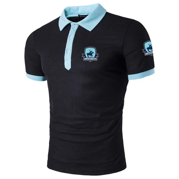 Men's Slim Fit Color-blocking Lapel Short-sleeved T-shirt Male Dad Wear Polo Shirt Summer