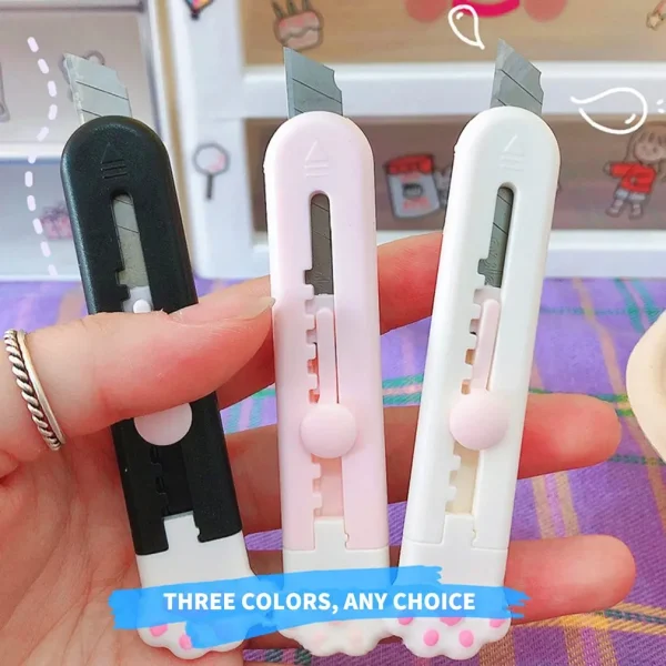 Mini Pocket Cute Cat Paw Art Utility Knife For Cutting Paper Express Box Knife Paper Cutter Craft Wrapping Blade Stationery - Image 2