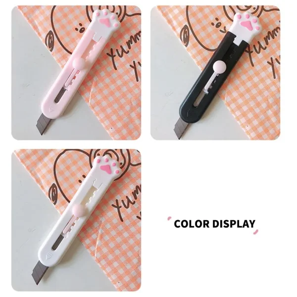 Mini Pocket Cute Cat Paw Art Utility Knife For Cutting Paper Express Box Knife Paper Cutter Craft Wrapping Blade Stationery - Image 3