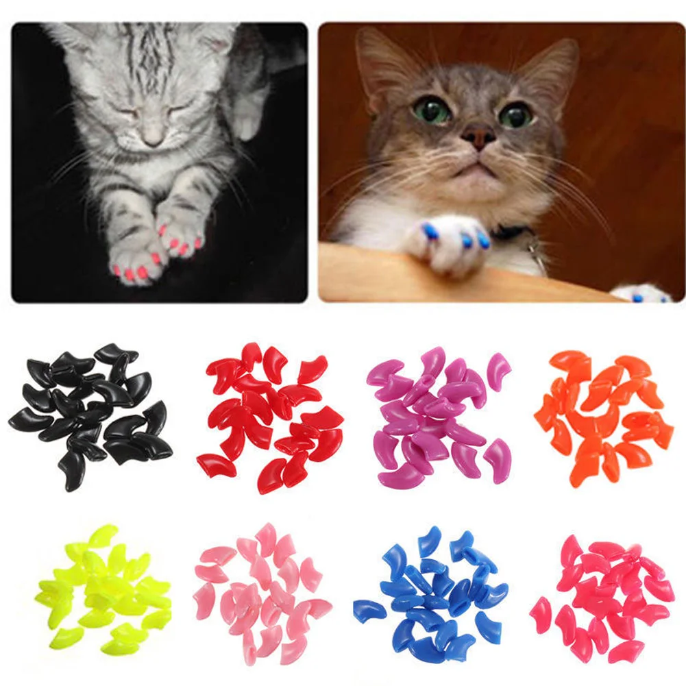 New 20pcs Cute Silicone Soft Cat Nail Caps / Cat Paw Claw / With Arc Pet Nail Protector/Cat Nail Cover With Free Glue Applictor 1 New 20pcs Cute Silicone Soft Cat Nail Caps / Cat Paw Claw / With Arc Pet Nail Protector/Cat Nail Cover With Free Glue Applictor
