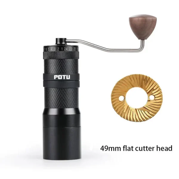 New POTU Manual Coffee Grinder High Nitrogen Steel 49MM Flat Knife Core Grinding,Portable Italian Espresso Make Kitchen Tools