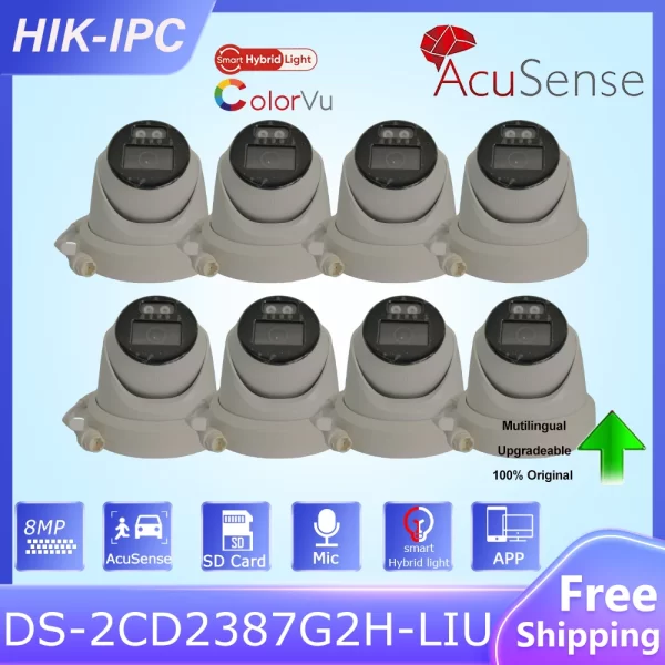 Original HIK 8MP Smart Hybrid Light ColorVu Acusense IP Camera DS-2CD2387G2H-LIU Built-in MIC Face Capture Surveillance Cameras