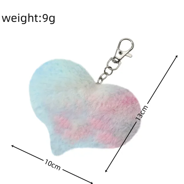 Plush Pompoms Keychain Rainbow Love Heart Butterfly Cat Star Fur Ball Bag Pendant Girl Backpack Charm Car Hanging Accessories - Image 5