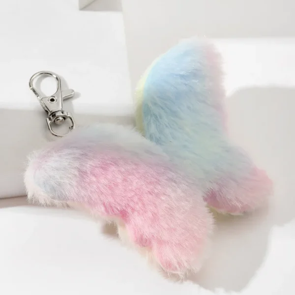 Plush Pompoms Keychain Rainbow Love Heart Butterfly Cat Star Fur Ball Bag Pendant Girl Backpack Charm Car Hanging Accessories - Image 6