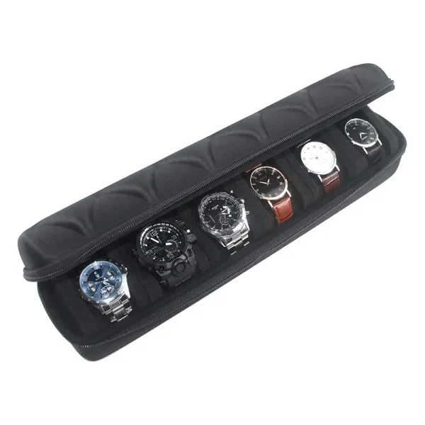 Portable Travel Watch Box Collector Storage Jewelry Storage Protector Black Watch Case Organizer for Men Gift - Image 3