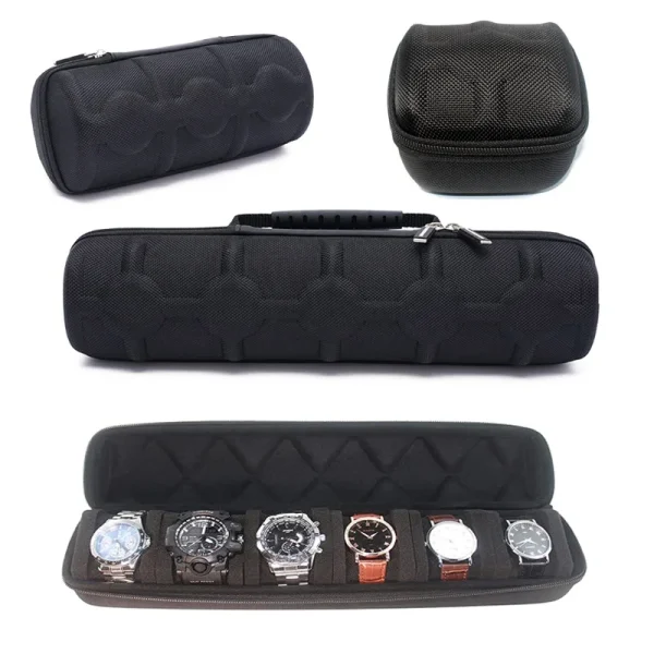Portable Travel Watch Box Collector Storage Jewelry Storage Protector Black Watch Case Organizer for Men Gift