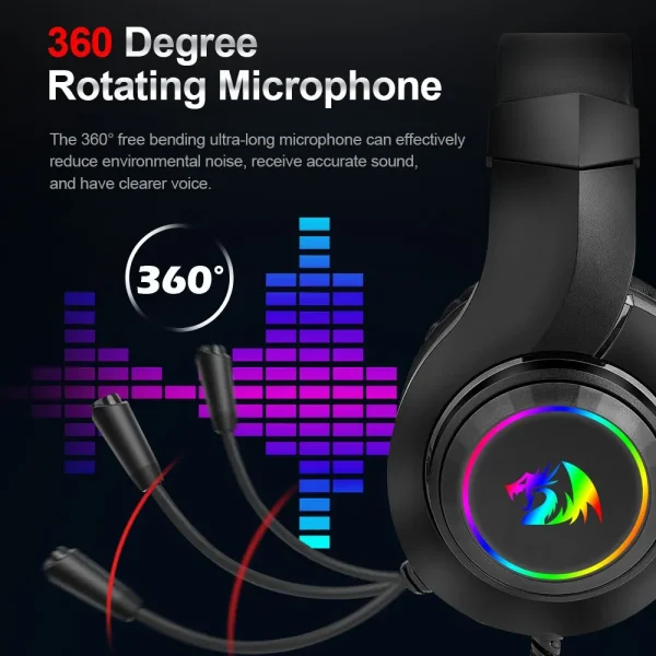 REDRAGON HYLAS H260 RGB Gaming Headphone,3.5mm Surround Sound Computer PC Headset Earphones Microphone for PS4 Switch Xbox-one - Image 3