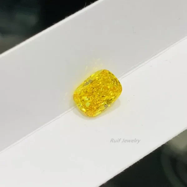 Ruif Cushion 3.55ct Fancy Vivid Orangy Yellow Lab Grown Diamond HPHT for Fine Jewelry Making with IGI Certificate LG618429007