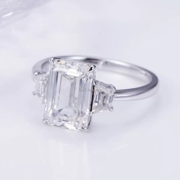 Ruif Jewelry 14K 18K Gold Yellow Gold 5 Carat Emerald Cut Lab Grown Diamond Engagement Ring - Image 4