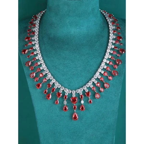 Ruihe Luxury Custom Design New 925 Silver Fashion Necklace 93.75ct Lab Grown Ruby Fashion Jewelry Women Christmas Wedding Gifts - Image 2