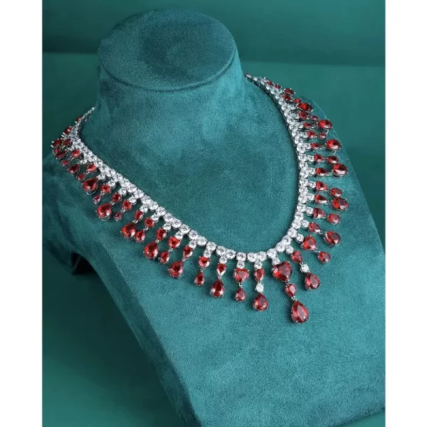 Ruihe Luxury Custom Design New 925 Silver Fashion Necklace 93.75ct Lab Grown Ruby Fashion Jewelry Women Christmas Wedding Gifts - Image 3