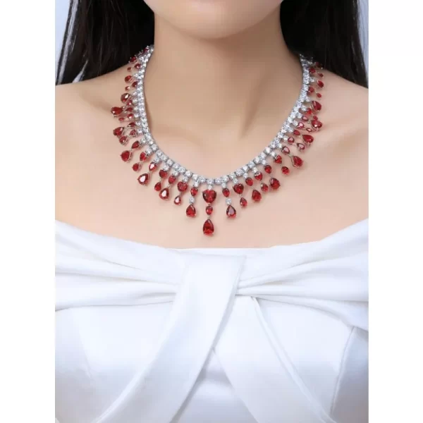 Ruihe Luxury Custom Design New 925 Silver Fashion Necklace 93.75ct Lab Grown Ruby Fashion Jewelry Women Christmas Wedding Gifts - Image 6