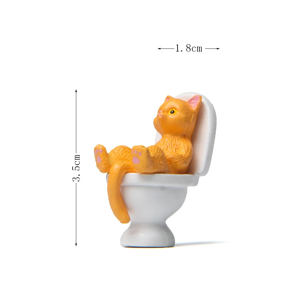 S0450233472014ebc97962b0b804d74a6I Cat on Toilet Resin Home Decoration Action Figure Dollhouse Landscape Accessories Fairy Garden Miniatures Desktop Model Ornament