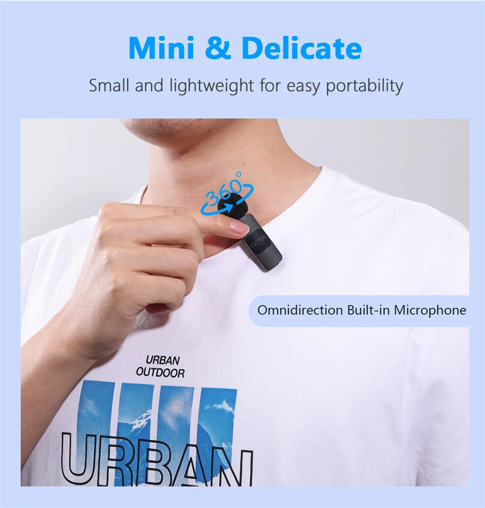 S0988b9cf591542afbdb2bfed6bf25415U BOYA BY-V Wireless Lavalier Lapel Microphone for iPhone Android Cell Phone PC Computer Laptop Youtube Recording Streaming Vlog