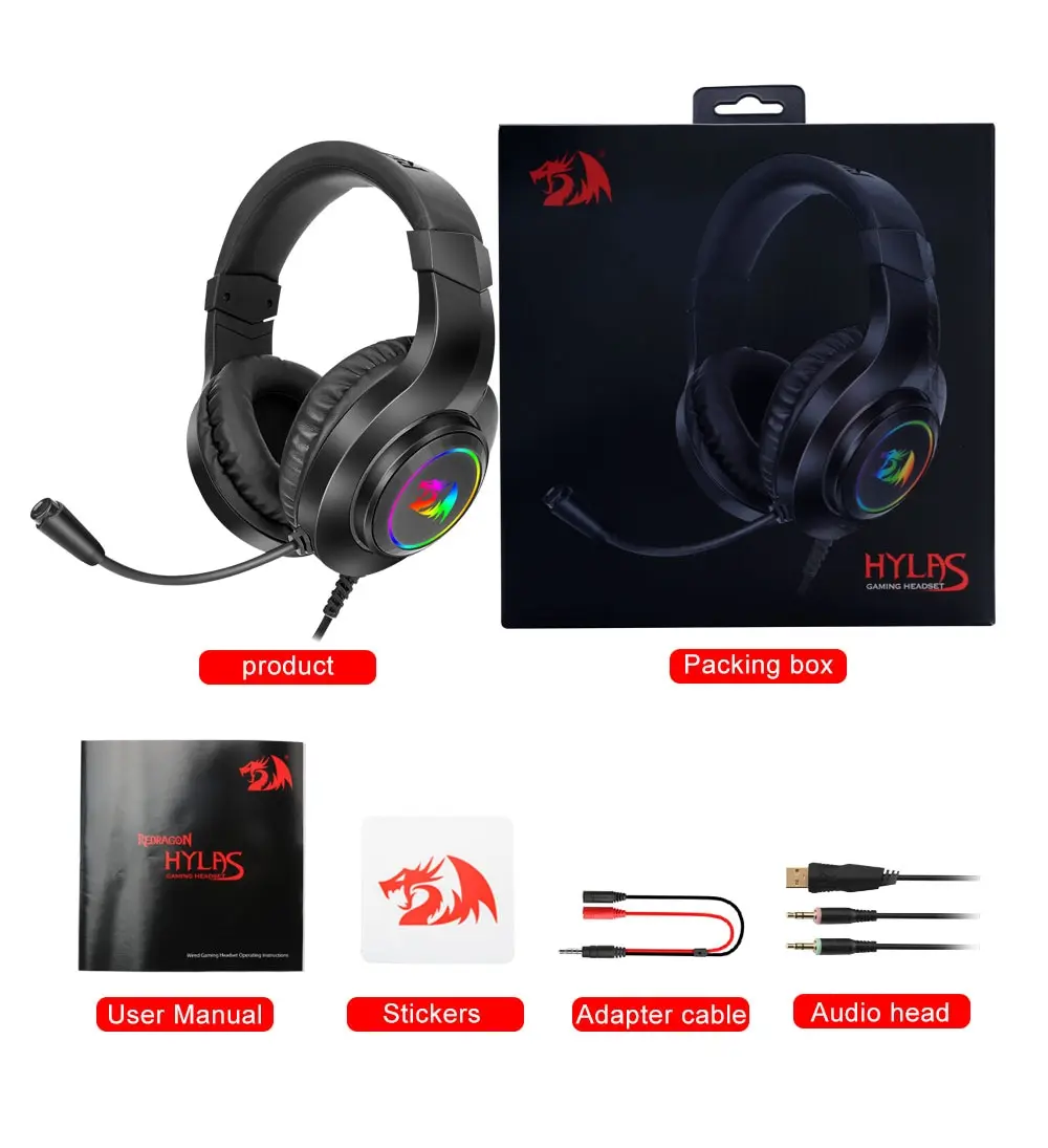 S10a81af3770a472f8fd7d387c1d67bb49 REDRAGON HYLAS H260 RGB Gaming Headphone,3.5mm Surround Sound Computer PC Headset Earphones Microphone for PS4 Switch Xbox-one