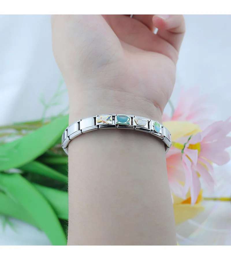 S14aecc425af84203acff348ffb52af2eI Hapiship 2023 New Fashion Spider Aircraft Cat Coffee Charm Italian Links Fit 9mm Bracelet Stainless Steel Making Jewelry DJ644-C