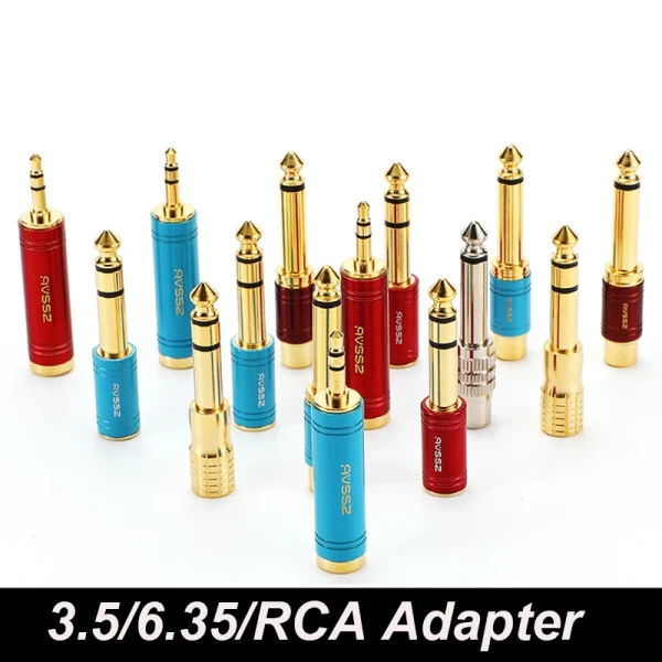 S210G Gold Plated Adapter 6.35 to AV Head 6.5 Male to RCA Lotus Female Microphone Mixer Amplifier Audio Adaptor Connector - Image 2