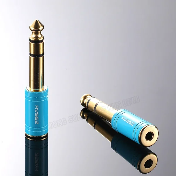 S210G Gold Plated Adapter 6.35 to AV Head 6.5 Male to RCA Lotus Female Microphone Mixer Amplifier Audio Adaptor Connector - Image 3