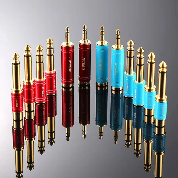 S210G Gold Plated Adapter 6.35 to AV Head 6.5 Male to RCA Lotus Female Microphone Mixer Amplifier Audio Adaptor Connector