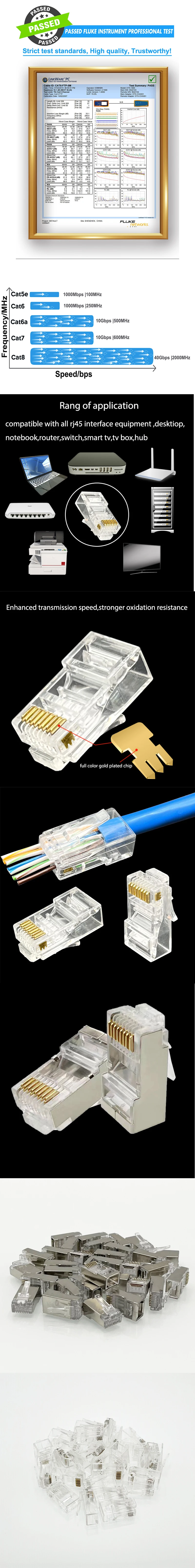 S21958c3658cf4c139dd42c88ab202b28Y COMNEN Cat6/6A Rj45 Connector Passthrough Modular Plug Computer Network UTP/FTP Gold-Plated 1.2/1.1mm Hole End Ethernet Cable