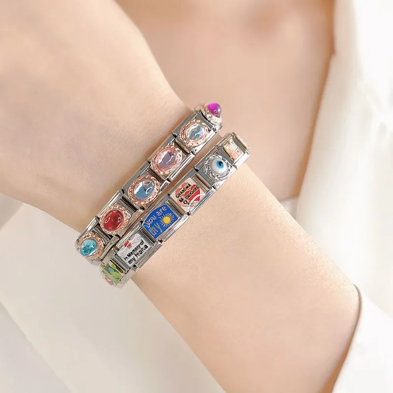 S2a2cc718a0134098b945c606f318065ff Hapiship 2023 New Fashion Friend Daddy's Angel Charm Italian Links Fit 9mm Bracelet Stainless Steel Jewelry DIY Making DJ608