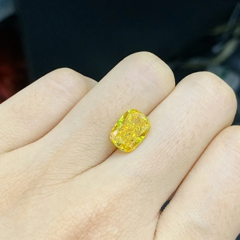 S2b790d92683e421494df15c68fc3dd3cL Ruif Cushion 3.55ct Fancy Vivid Orangy Yellow Lab Grown Diamond HPHT for Fine Jewelry Making with IGI Certificate LG618429007