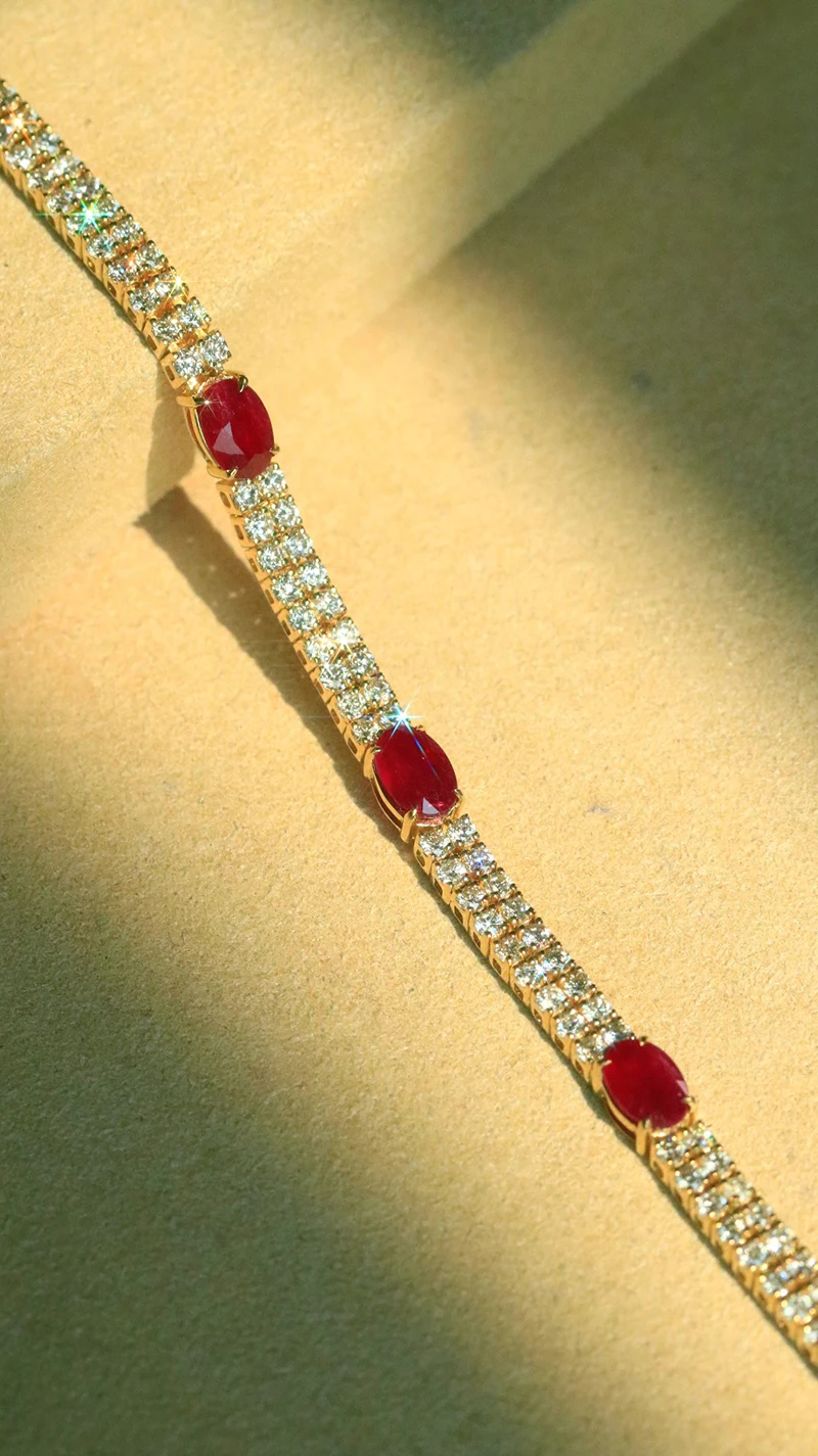 S2bb98adfb0f3440f9ae60dd56811803d4 KUGG 18K Rose Gold Bracelet Luxury Real Natural Diamonds 3.25carat Shiny Ruby Fine Classic Shape Jewelry for Women Birthday Gift