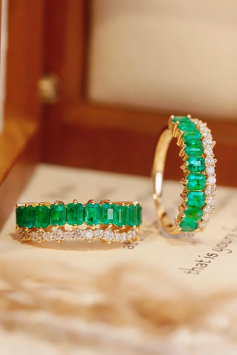 S2d0e7166e3c74dd08486bd0af13383d7o KUGG 18K Yellow Gold Rings Luxury Elegant Design Real Natural Emerald Shiny Diamond Gemstone Ring for Women High Party Jewelry
