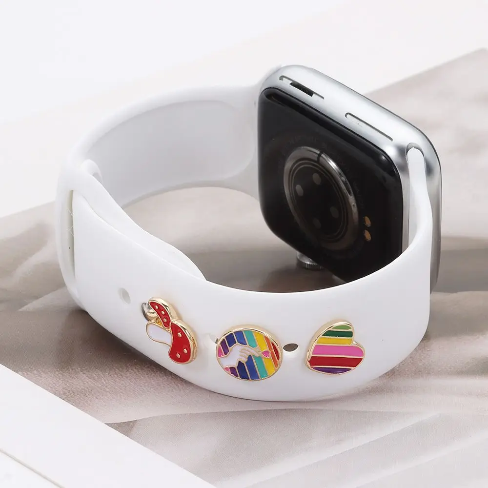S2fe698e4804b4c30bb2c321e58aea1eeL Silicone Strap Jewelry Charms for iWatch series 7 6 5 3 se/Galaxy watch 4/Classic Bracelet Metal decoration for Apple watch Band