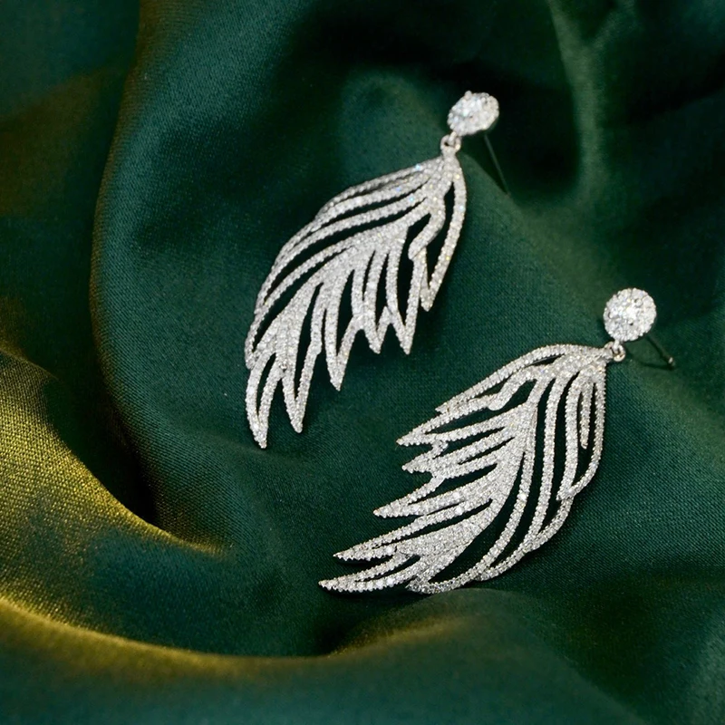 S312edd345ada4a9bb7a92522763c359ai Aazuo Luxury Jewelry 18K White Gold Natrual Diamonds 1.85ct High Quality Feather Stud Earrings Gifted For Women Senior Banquet