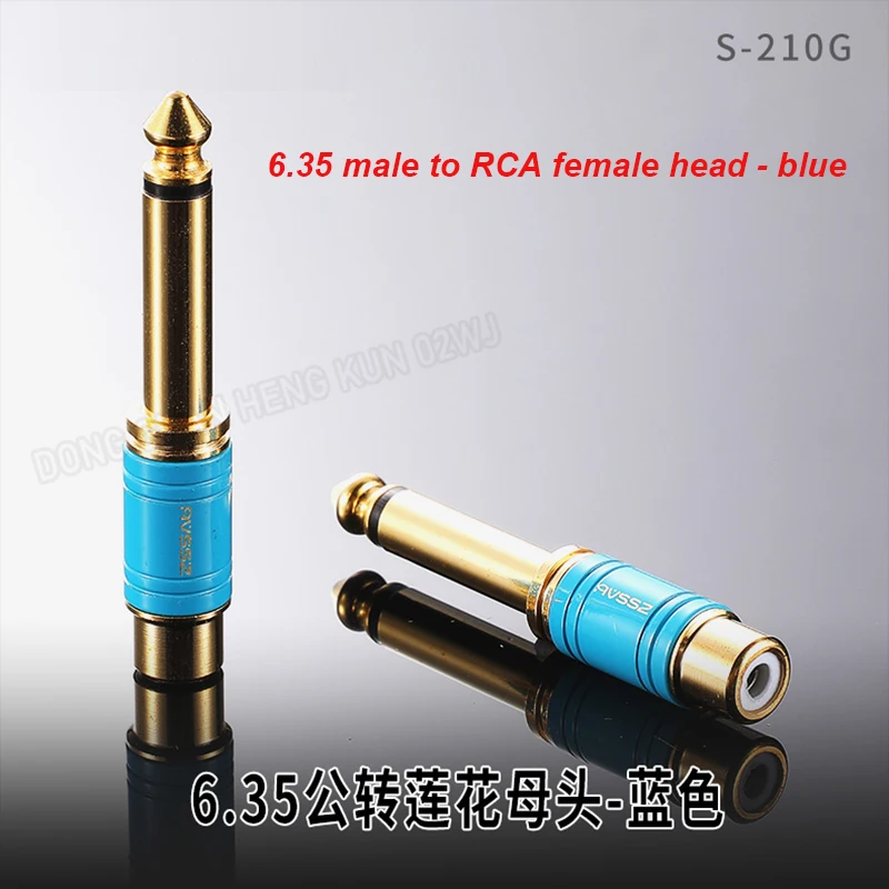 S36f5434769e2465588d198589b1791e6q S210G Gold Plated Adapter 6.35 to AV Head 6.5 Male to RCA Lotus Female Microphone Mixer Amplifier Audio Adaptor Connector