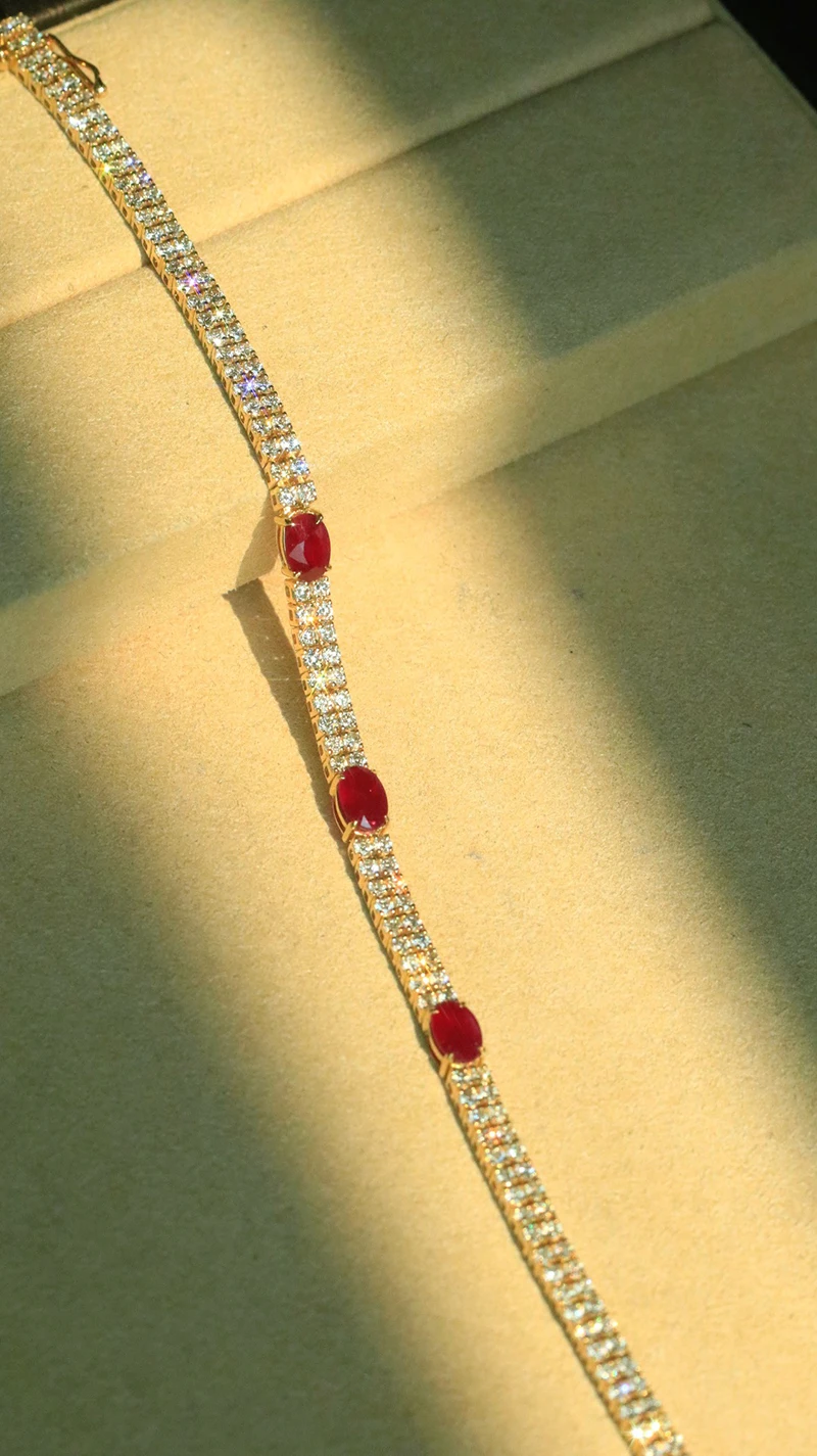 S37b2b9fcdf1943e392912bb193ab860fa KUGG 18K Rose Gold Bracelet Luxury Real Natural Diamonds 3.25carat Shiny Ruby Fine Classic Shape Jewelry for Women Birthday Gift
