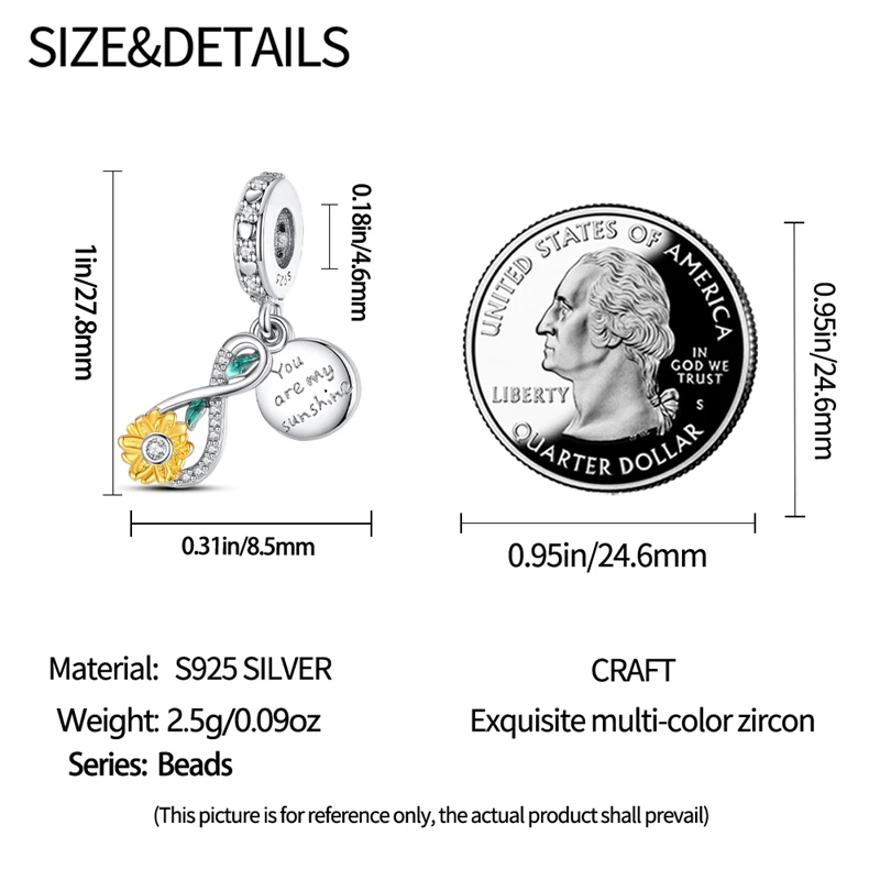 New 925 Sterling Silver Fashion Golden Sunflowers Heart Charms Beads Fit Pandora 925 Original Bracelets Luxury Party DIY Jewelry 12 S382e162caf224dfa868907c2df830a97W New 925 Sterling Silver Fashion Golden Sunflowers Heart Charms Beads Fit Pandora 925 Original Bracelets Luxury Party DIY Jewelry