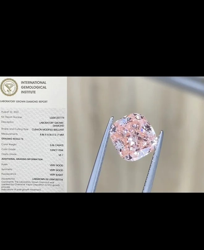S3847f825113548a49269fc557e864969o 2.0ct CVD Fancy Pink Loose Diamond Lab Grown Diamond