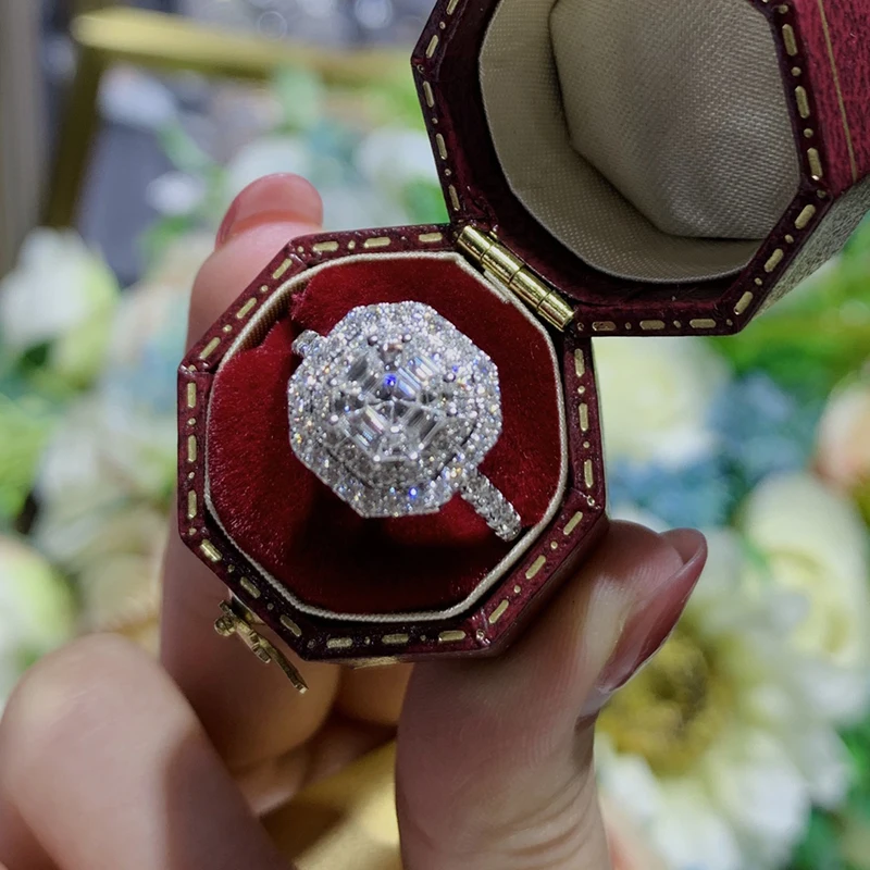 S3b7b2dd067254d0e9177c4947edaa31cb LUOWEND 18K White Gold Fine Natural Diamonds 0.55carat Jewelry Classic Style Rings for Women Engagement Party
