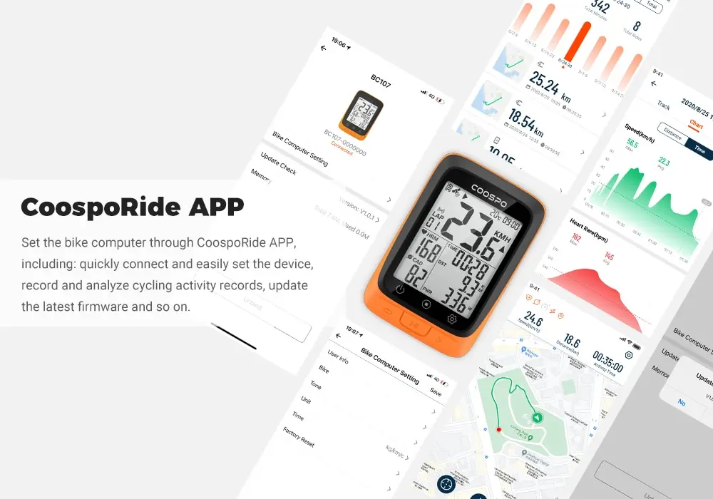 S3c61e46986c14f01b1588de959d60bfaM COOSPO BC107 Bike Computer GPS Wireless Bicycle Cycling Odometer Speedometer 2.4"FSTN Bluetooth5.0 ANT Waterproof GPS BDS