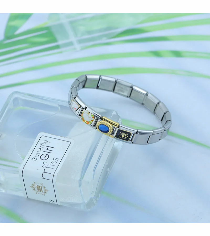 S40267b51b63c4c938f6f1cda751ce84eu Hapiship 2023 New Fashion Spider Aircraft Cat Coffee Charm Italian Links Fit 9mm Bracelet Stainless Steel Making Jewelry DJ644-C