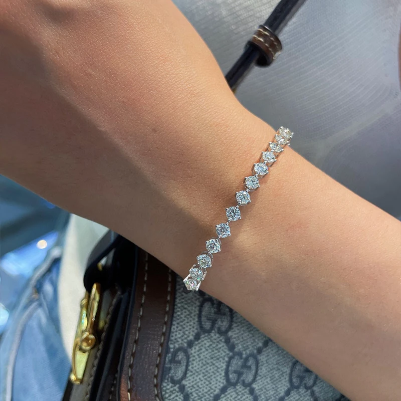 S40a7c227bf594c11b3ce4562afec30e6O Aazuo Luxury Jewelry 18K White Gold Natrual Diamonds 3.0ct Tennis Bangle For Woman Upscale Trendy Wedding Engagement Party