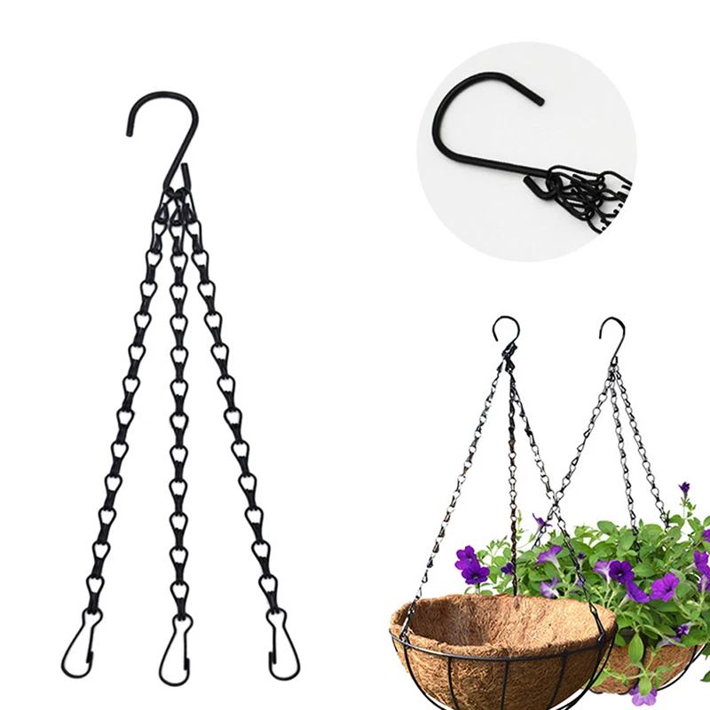 S45b1b374aad14990b81eb1ba350b0263F 1Pc 40/50cm Imitation Rattan Hanging Basket Flower Pot Chain With 3 Hooks Chains Plants Plant Grow Basin Home Garden Decor