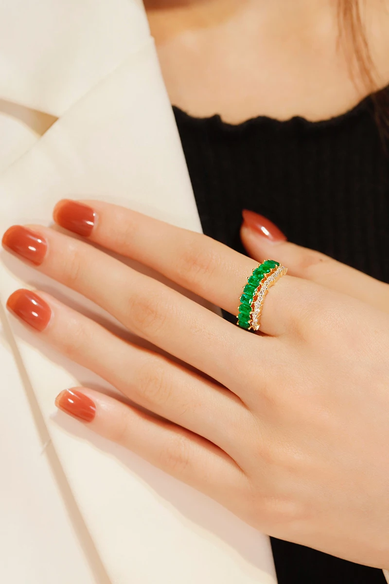 S4802ecaaa1bc40f987a43582e3b554228 KUGG 18K Yellow Gold Rings Luxury Elegant Design Real Natural Emerald Shiny Diamond Gemstone Ring for Women High Party Jewelry