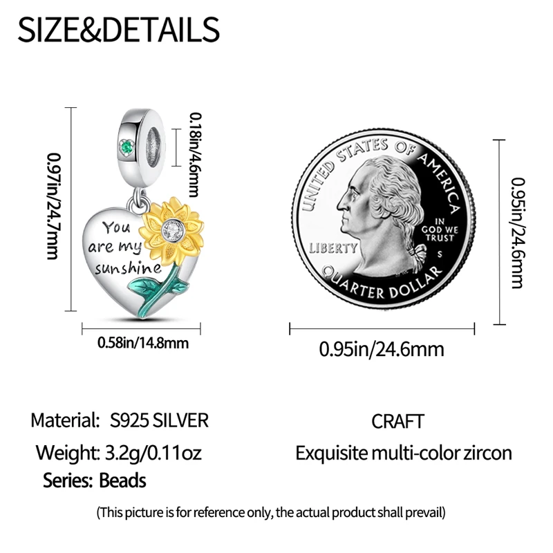 New 925 Sterling Silver Fashion Golden Sunflowers Heart Charms Beads Fit Pandora 925 Original Bracelets Luxury Party DIY Jewelry 16 S48b895d592ff4e9d8e6c3e7cb297f96cZ New 925 Sterling Silver Fashion Golden Sunflowers Heart Charms Beads Fit Pandora 925 Original Bracelets Luxury Party DIY Jewelry