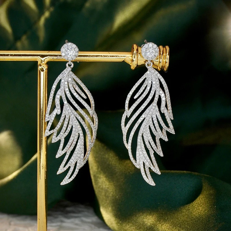 S4dcd626e8ee942c6925d4110dc7f0289M Aazuo Luxury Jewelry 18K White Gold Natrual Diamonds 1.85ct High Quality Feather Stud Earrings Gifted For Women Senior Banquet