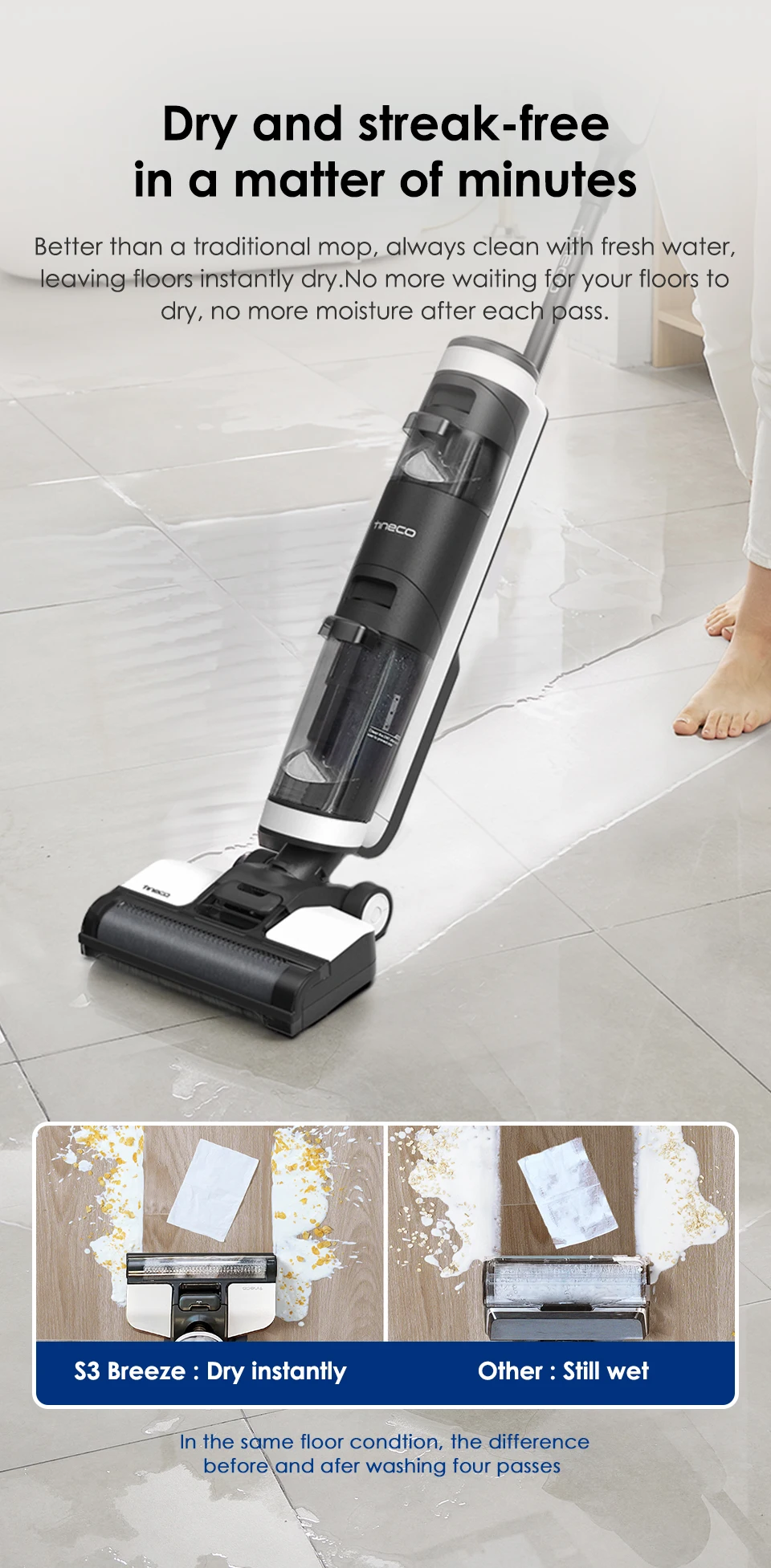 Tineco Floor One S3 Breeze Vacuum cleaner Floor Washer Cordless Wet Dry Electric Mop Self-Cleaning Smart Home Appliance 12 Tineco Floor One S3 Breeze Vacuum cleaner Floor Washer Cordless Wet Dry Electric Mop Self-Cleaning Smart Home Appliance