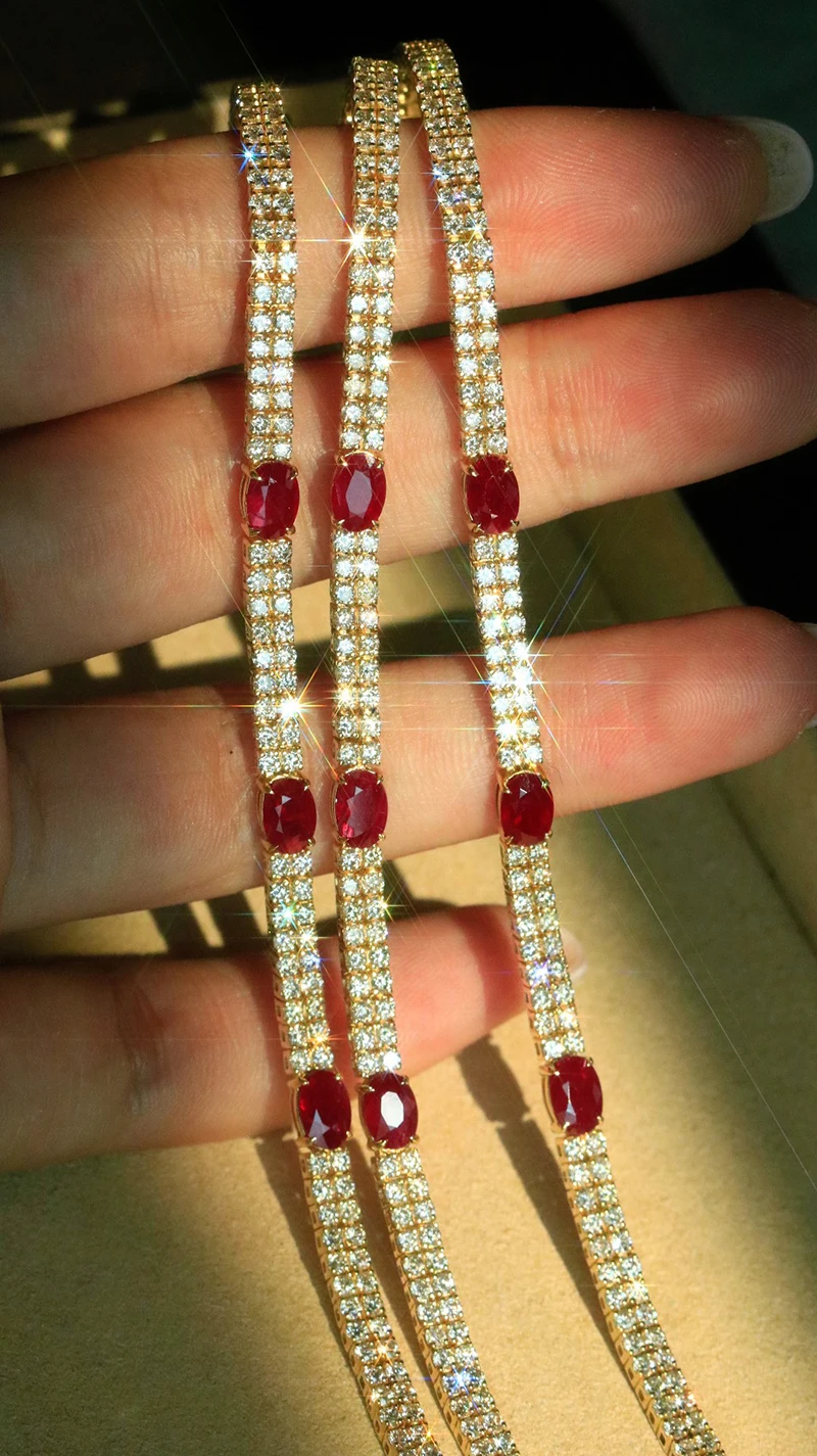 S5073721c41d54628b20d2fad3a76c4581 KUGG 18K Rose Gold Bracelet Luxury Real Natural Diamonds 3.25carat Shiny Ruby Fine Classic Shape Jewelry for Women Birthday Gift