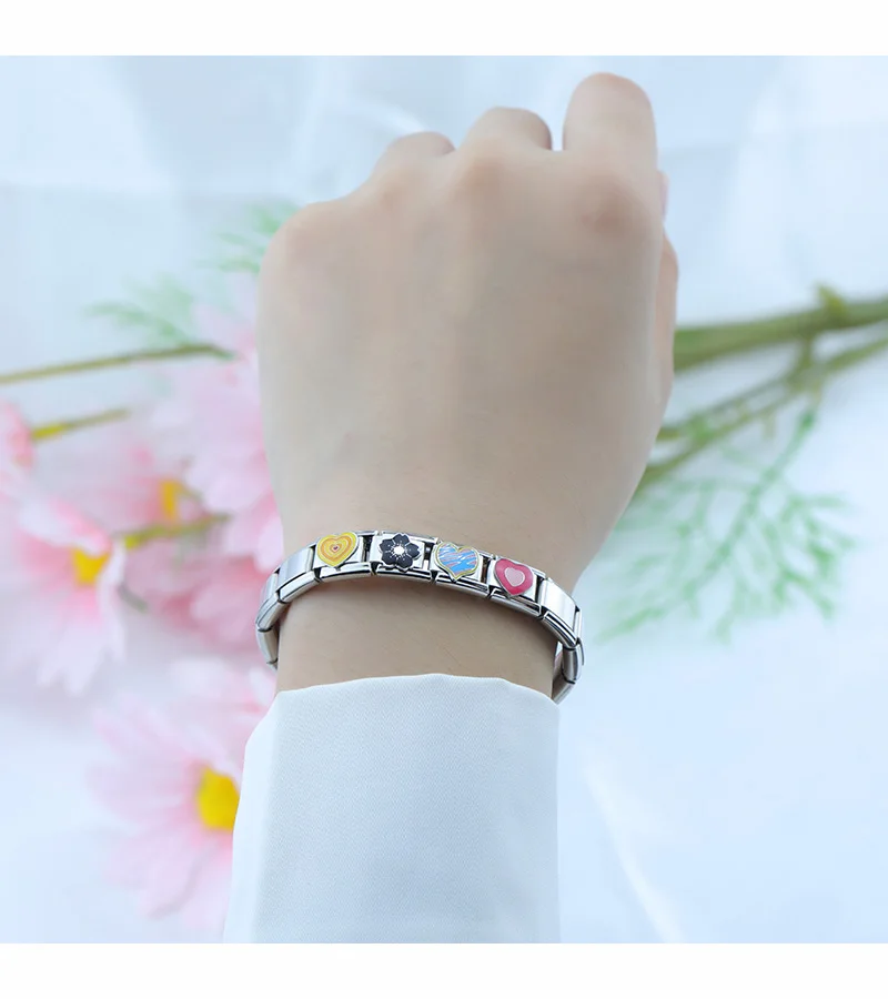 S541b809303d64b889edc926c047d0fb31 Hapiship Romantic Colour Heart Star Flwoer Tai Chi Italian Charm Links Fit 9mm Stainless Steel Bracelet Jewelry DIY Making DJ597